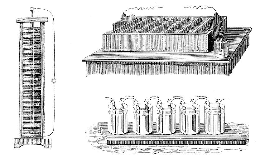 Zeichnung von Alessandro Voltas Säule