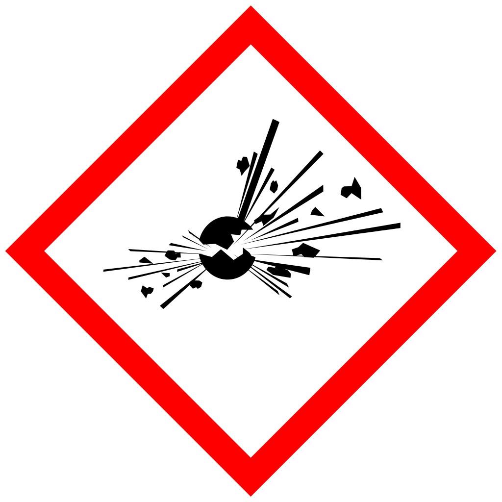 Das GHS-Piktogramm zur Kennzeichnung explosionsgefährlicher Stoffe. 