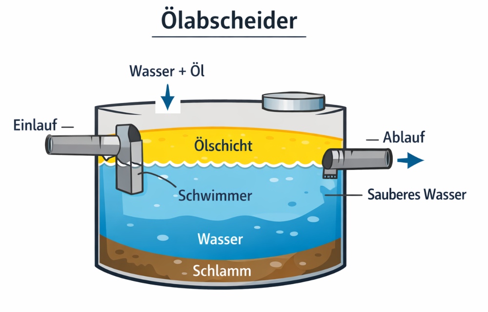 Ölabscheider, Schematische Darstellung